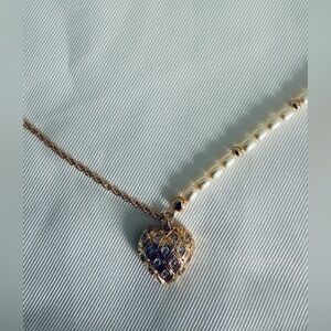 Quilted Motifs Gold medal 18k plated  and Pearl Heart Necklace